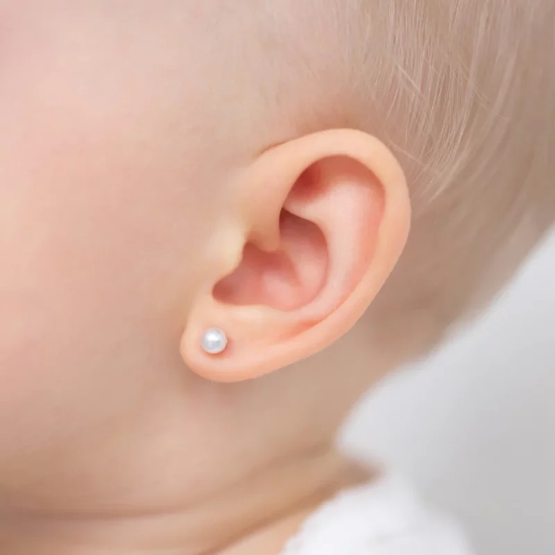 Boucle d'oreille 0-10 ans, argent 925, perle 4mm