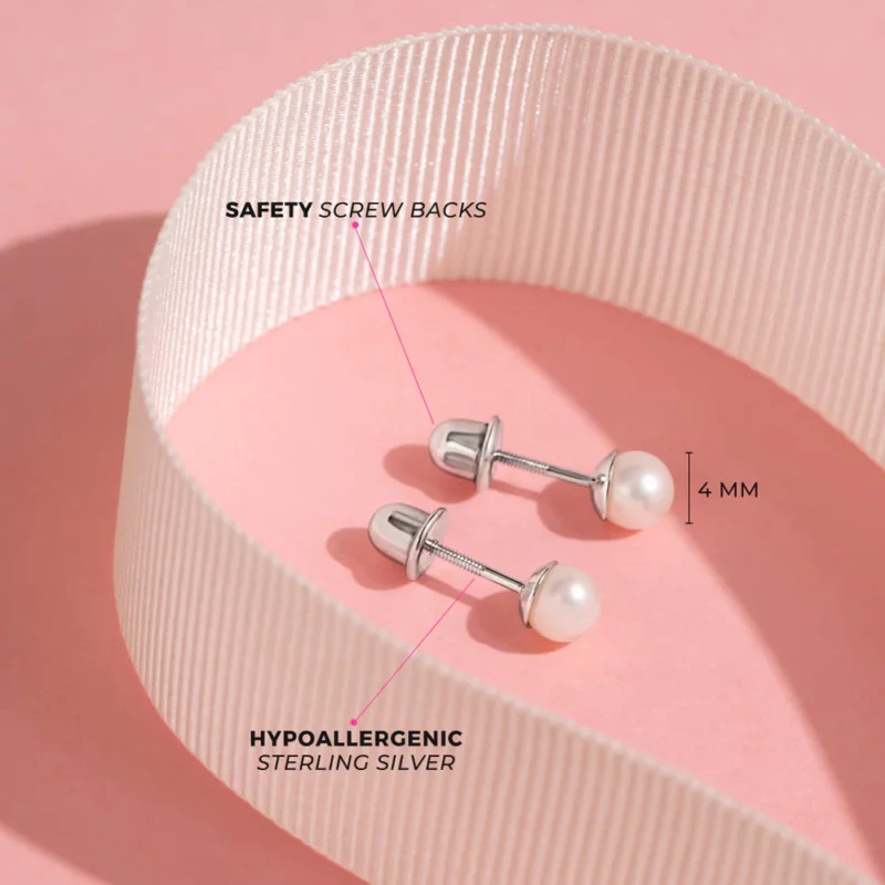 Boucle d'oreille 0-10 ans, argent 925, perle 4mm – Image 4
