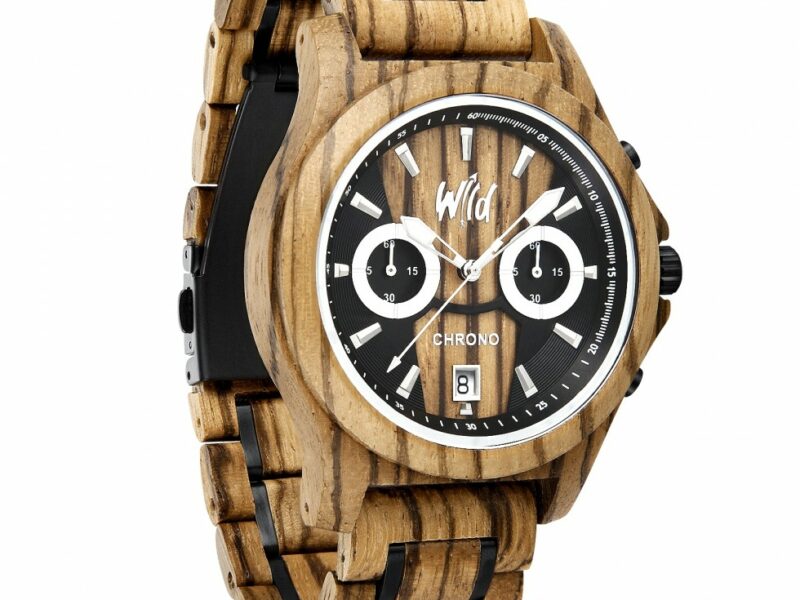 Montre en bois de santal et acier inoxydable