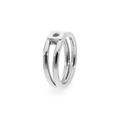 Bague QUDO, acier inoxydable argent