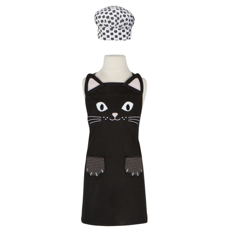 Tablier et chapeau de chef chat pour enfant